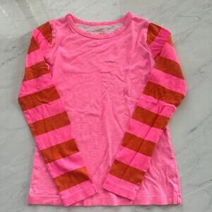 Crewcuts Miles of Smiles Pink orange long sleeved striped t shirt girls sz 12